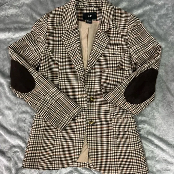 H&M Women's Checkered Blazer - Brown and Black - Picture 1 of 3